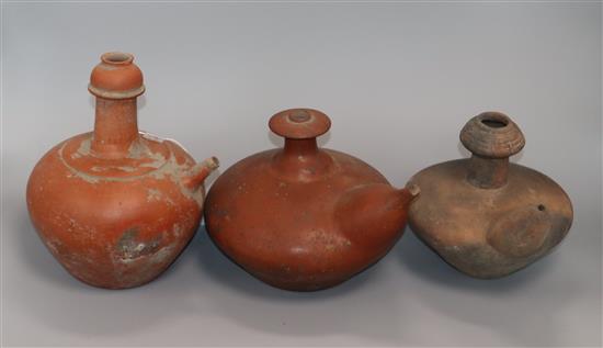 Three 19th century Indonesian pottery kendi